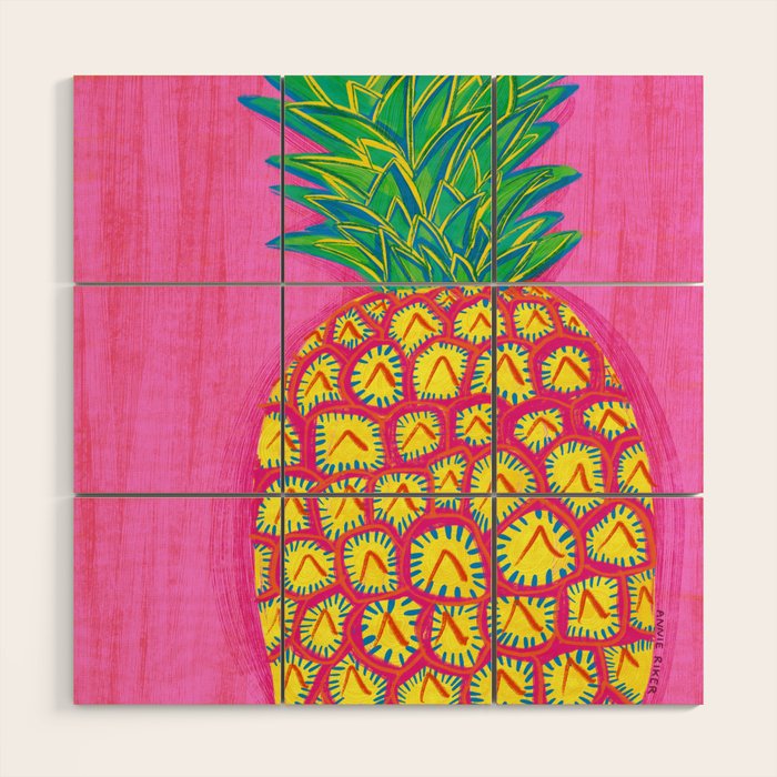 Tropical Pineapple Wood Wall Art Gallery Image 1