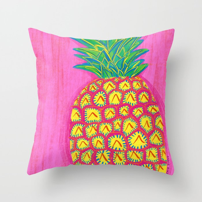 Tropical Pineapple Throw Pillow Gallery Image 1