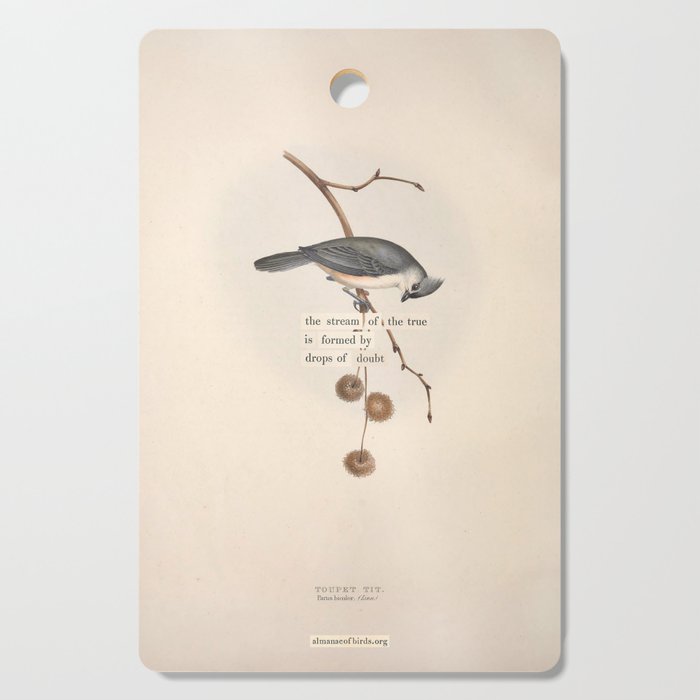 Bird Divinations: Toupet Tit (about: almanacofbirds.org) Cutting Board Gallery Image 1