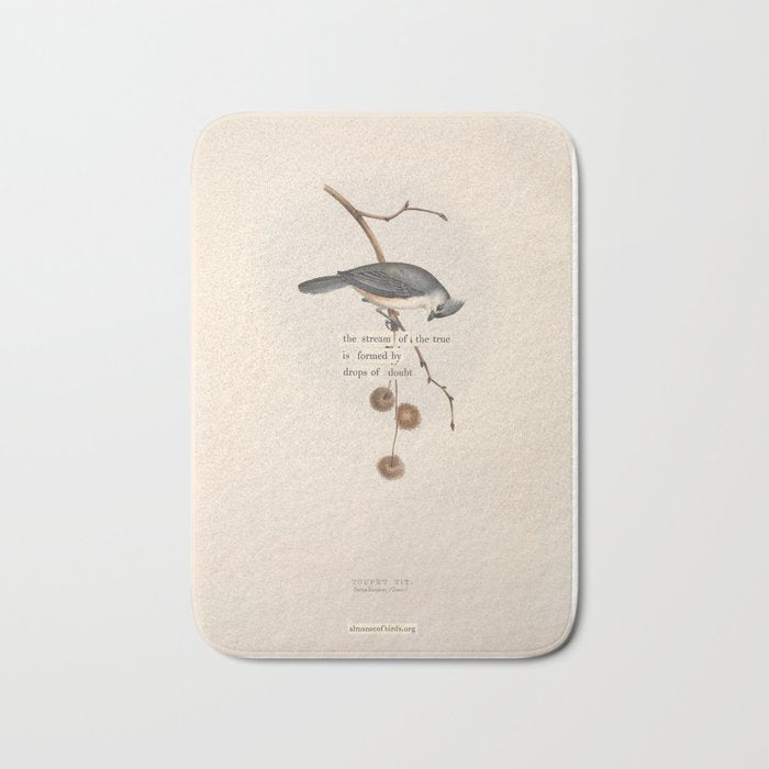 Bird Divinations: Toupet Tit (about: almanacofbirds.org) Bath Mat Gallery Image 1