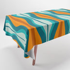 Hourglass Mid Century Modern Abstract Pattern in Turquoise, Aqua, Orange, and Rust Tablecloth Gallery Image 1