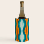 Hourglass Mid Century Modern Abstract Pattern in Turquoise, Aqua, Orange, and Rust Wine Chiller Gallery Image 1