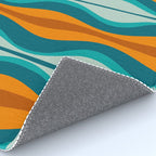 Hourglass Mid Century Modern Abstract Pattern in Turquoise, Aqua, Orange, and Rust Rug Gallery Image 4