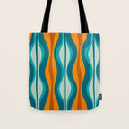 Hourglass Mid Century Modern Abstract Pattern in Turquoise, Aqua, Orange, and Rust Tote Bag Gallery Image 1