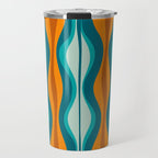 Hourglass Mid Century Modern Abstract Pattern in Turquoise, Aqua, Orange, and Rust Travel Mug Gallery Image 1