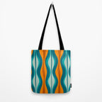 Hourglass Mid Century Modern Abstract Pattern in Turquoise, Aqua, Orange, and Rust Tote Bag Gallery Image 2