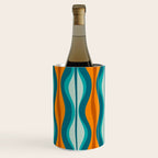 Hourglass Mid Century Modern Abstract Pattern in Turquoise, Aqua, Orange, and Rust Wine Chiller Gallery Image 3