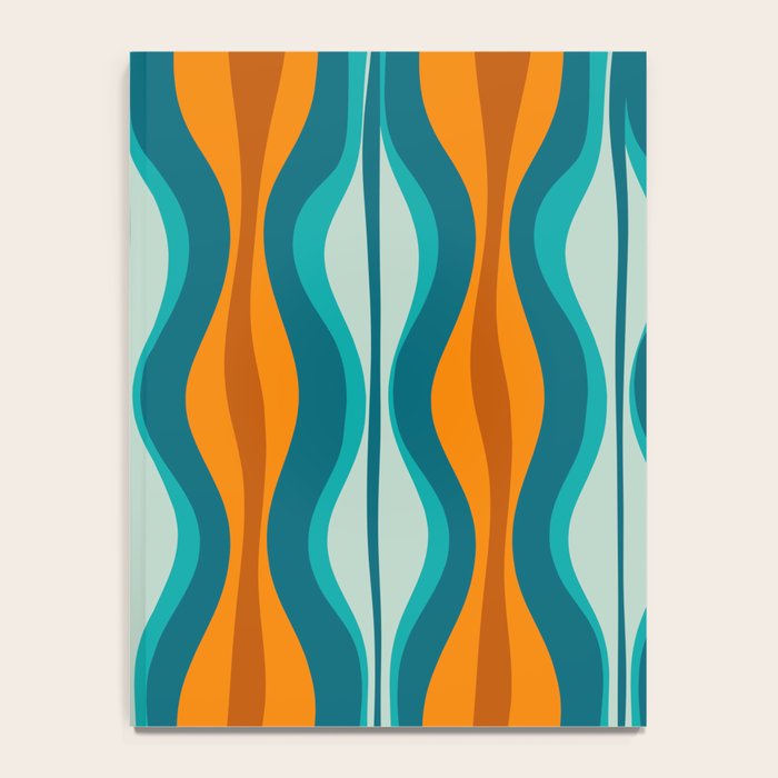 Hourglass Mid Century Modern Abstract Pattern in Turquoise, Aqua, Orange, and Rust Notebook Gallery Image 4