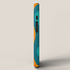 Hourglass Mid Century Modern Abstract Pattern in Turquoise, Aqua, Orange, and Rust iPhone Case Gallery Image 2