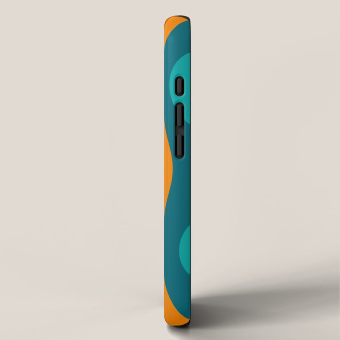 Hourglass Mid Century Modern Abstract Pattern in Turquoise, Aqua, Orange, and Rust iPhone Case Gallery Image 2