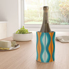 Hourglass Mid Century Modern Abstract Pattern in Turquoise, Aqua, Orange, and Rust Wine Chiller Gallery Image 4