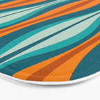 Hourglass Mid Century Modern Abstract Pattern in Turquoise, Aqua, Orange, and Rust Bath Mat Gallery Image 3