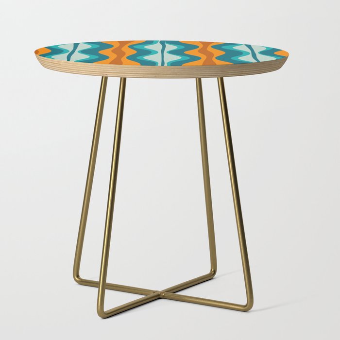 Hourglass Mid Century Modern Abstract Pattern in Turquoise, Aqua, Orange, and Rust Side Table Gallery Image 1