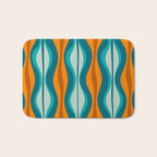 Hourglass Mid Century Modern Abstract Pattern in Turquoise, Aqua, Orange, and Rust Bath Mat Gallery Image 1