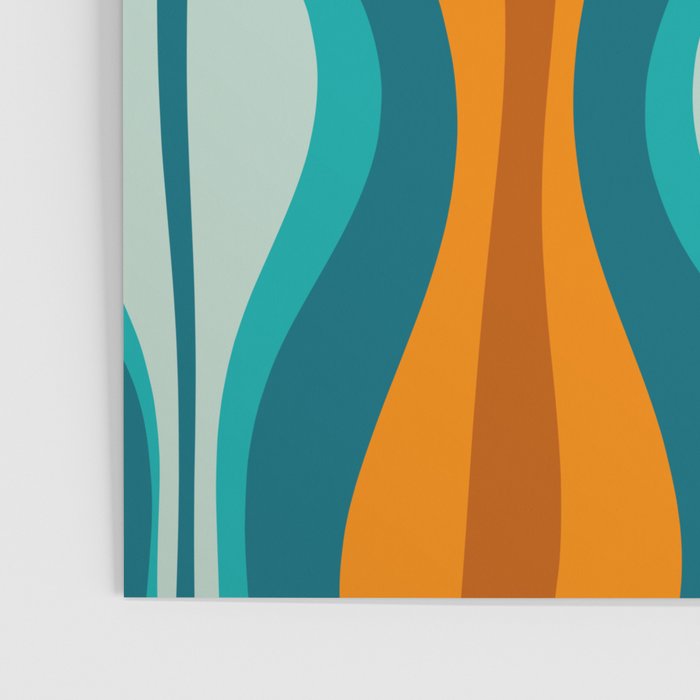 Hourglass Mid Century Modern Abstract Pattern in Turquoise, Aqua, Orange, and Rust Poster Gallery Image 3