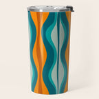 Hourglass Mid Century Modern Abstract Pattern in Turquoise, Aqua, Orange, and Rust Travel Mug Gallery Image 2
