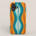 Hourglass Mid Century Modern Abstract Pattern in Turquoise, Aqua, Orange, and Rust iPhone Case Gallery Image 1