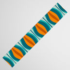 Hourglass Mid Century Modern Abstract Pattern in Turquoise, Aqua, Orange, and Rust Table Runner Gallery Image 3