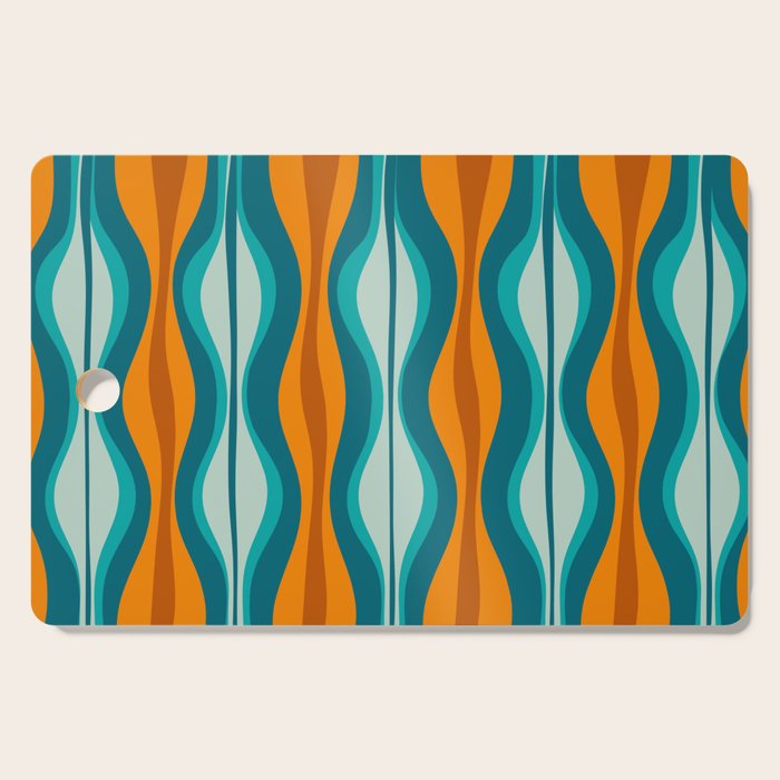 Hourglass Mid Century Modern Abstract Pattern in Turquoise, Aqua, Orange, and Rust Cutting Board Gallery Image 1