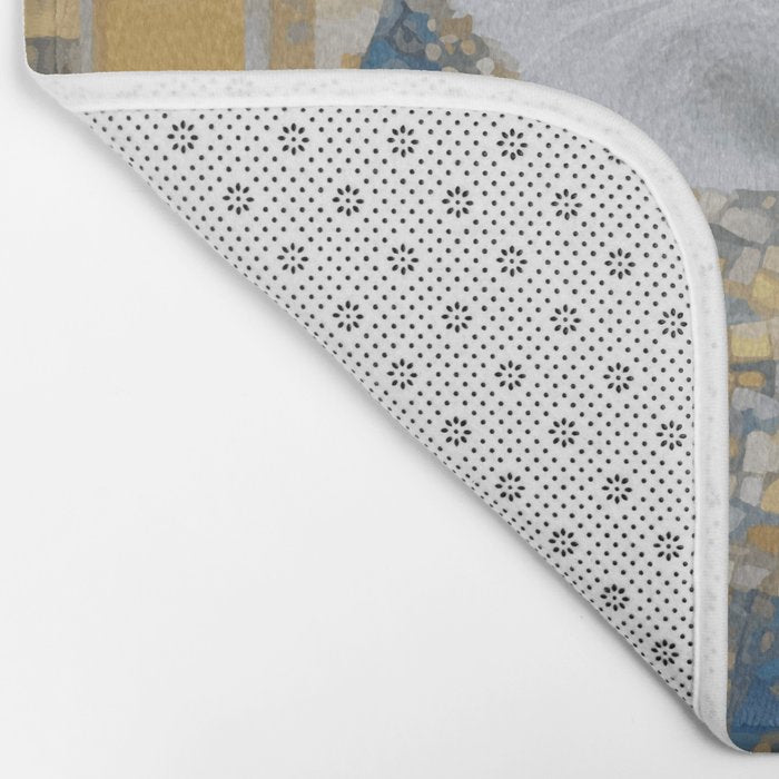 White Klimt Cat with Blue Eyes and Knitted Scarf Bath Mat Gallery Image 2