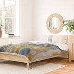 White Klimt Cat with Blue Eyes and Knitted Scarf Duvet Cover Gallery Image 2