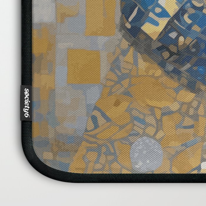 White Klimt Cat with Blue Eyes and Knitted Scarf Laptop Sleeve Gallery Image 3