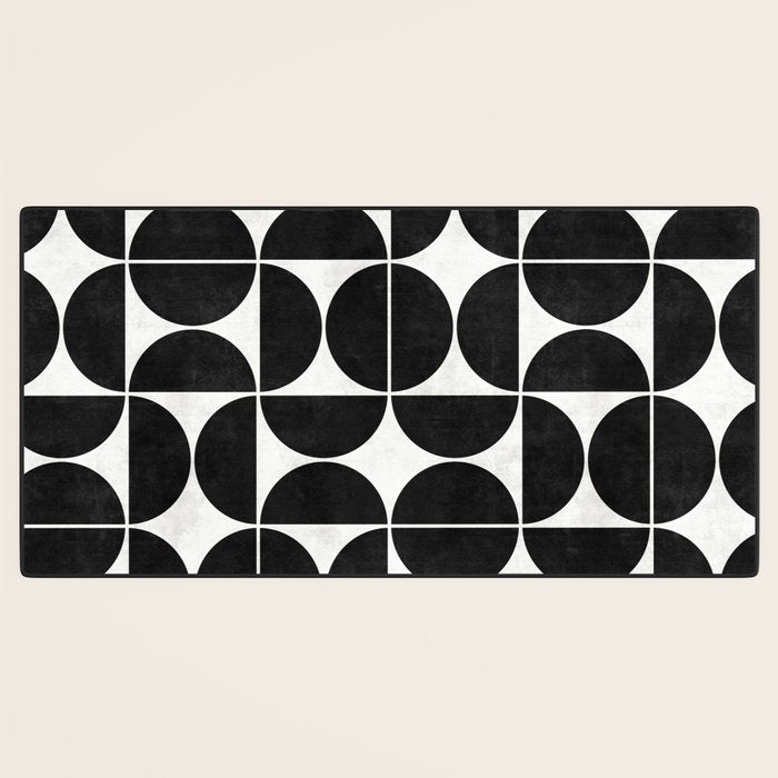 Mid-Century Modern Pattern No.3 - Black and White Desk Mat Gallery Image 3