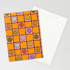 Pink Happy Face Checkered Print Stationery Card Gallery Image 2
