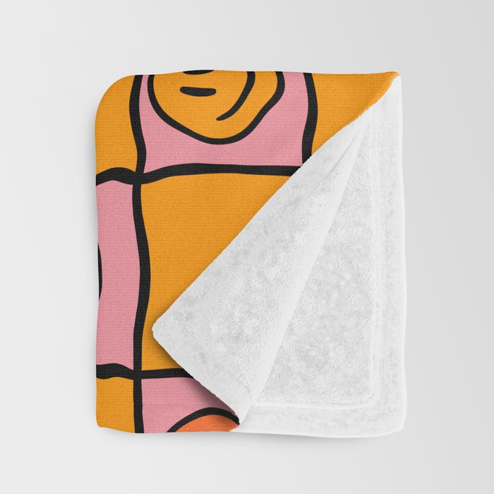 Pink Happy Face Checkered Print Throw Blanket Gallery Image 3