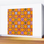Pink Happy Face Checkered Print Wall Mural Gallery Image 2