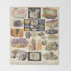 Adolphe Millot Minerals Larousse Vintage Scientific Encyclopedia Illustration Mineralogy Gemstones Throw Blanket Gallery Image 2