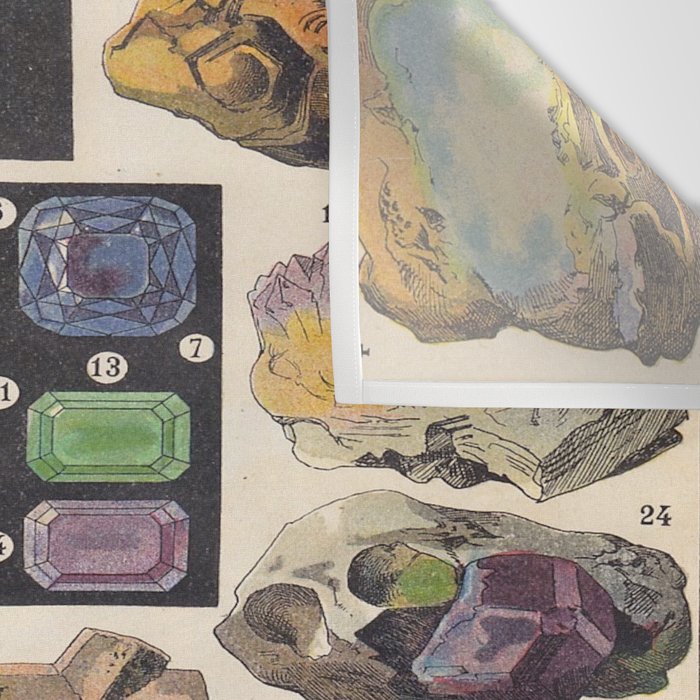 Adolphe Millot Minerals Larousse Vintage Scientific Encyclopedia Illustration Mineralogy Gemstones Wall Tapestry Gallery Image 3