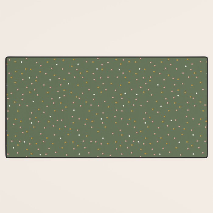 Confetti Pink Gold Cream On Muted Green Desk Mat Gallery Image 3