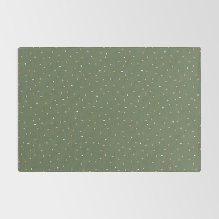 Confetti Pink Gold Cream On Muted Green Rug Gallery Image 2