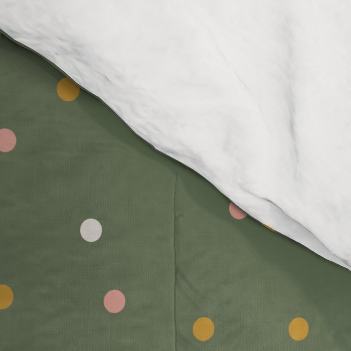 Confetti Pink Gold Cream On Muted Green Comforter Gallery Image 4