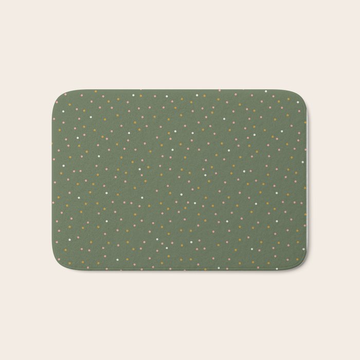 Confetti Pink Gold Cream On Muted Green Bath Mat Gallery Image 1