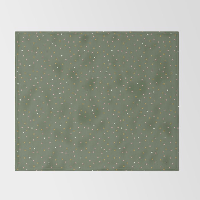 Confetti Pink Gold Cream On Muted Green Throw Blanket Gallery Image 2