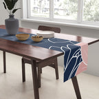 Festive, Floral Prints and Line Art, Navy Blue and Pink Table Runner Gallery Image 2