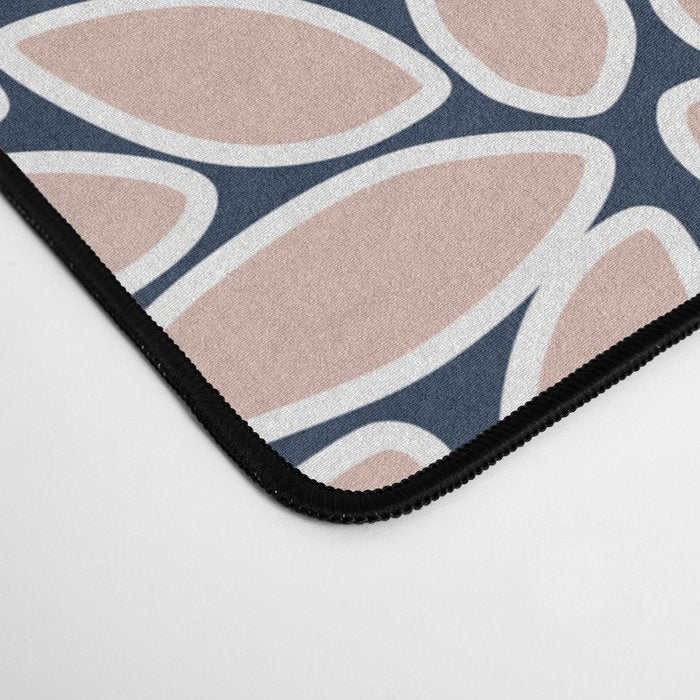 Festive, Floral Prints and Line Art, Navy Blue and Pink Desk Mat Gallery Image 4