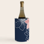 Festive, Floral Prints and Line Art, Navy Blue and Pink Wine Chiller Gallery Image 3