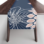 Festive, Floral Prints and Line Art, Navy Blue and Pink Table Runner Gallery Image 1