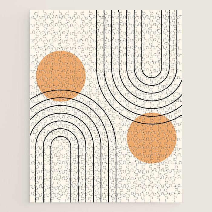 Mid Century Modern Geometric 61 (Rainbow and Sun Abstraction) Jigsaw Puzzle Gallery Image 1