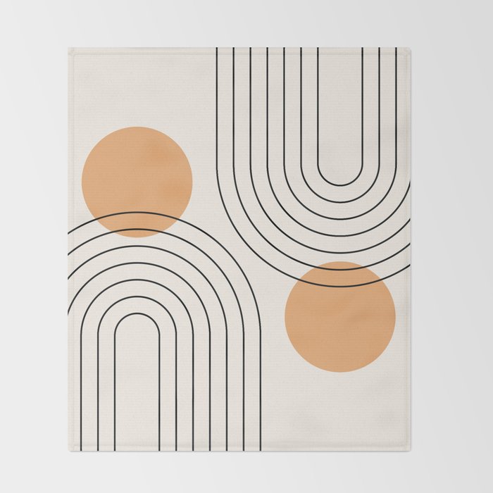 Mid Century Modern Geometric 61 (Rainbow and Sun Abstraction) Throw Blanket Gallery Image 2