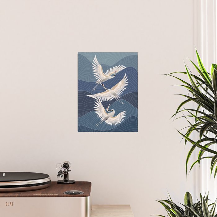 cranes, asian style art Poster Gallery Image 2