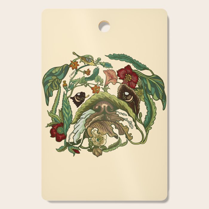 Botanical English Bulldog Cutting Board Gallery Image 1