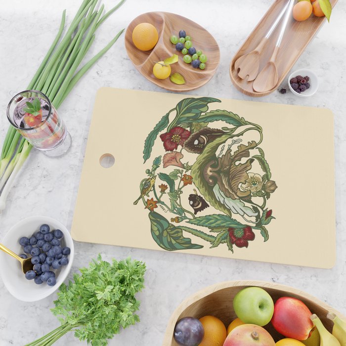Botanical English Bulldog Cutting Board Gallery Image 2