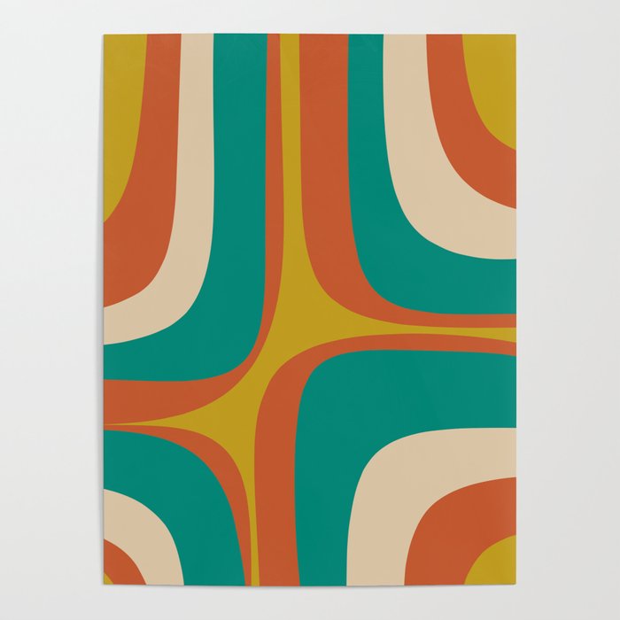 Mid Century Modern Abstract Retro Groove Pattern Poster Gallery Image 4
