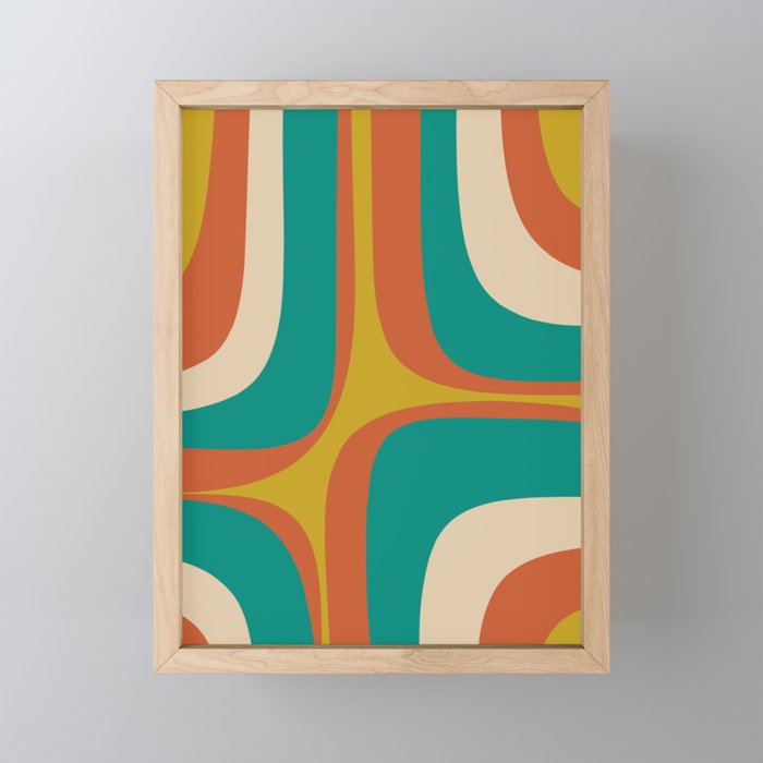 Mid Century Modern Abstract Retro Groove Pattern Mini Art Print Gallery Image 1