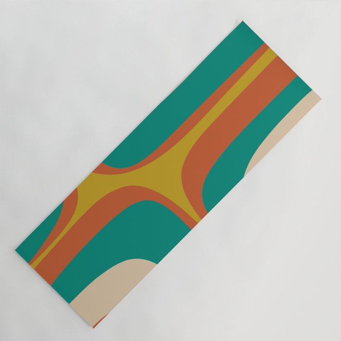 Mid Century Modern Abstract Retro Groove Pattern Yoga Mat Gallery Image 1