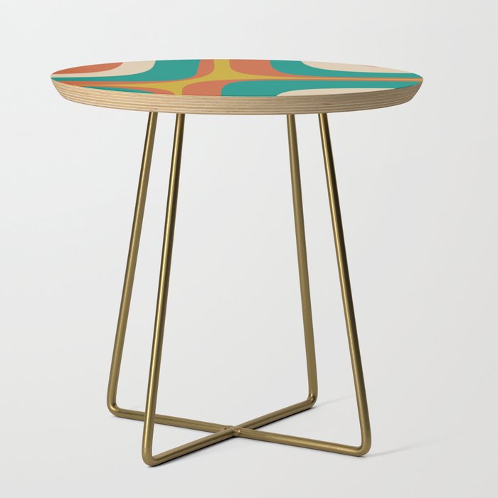 Mid Century Modern Abstract Retro Groove Pattern Side Table Gallery Image 1